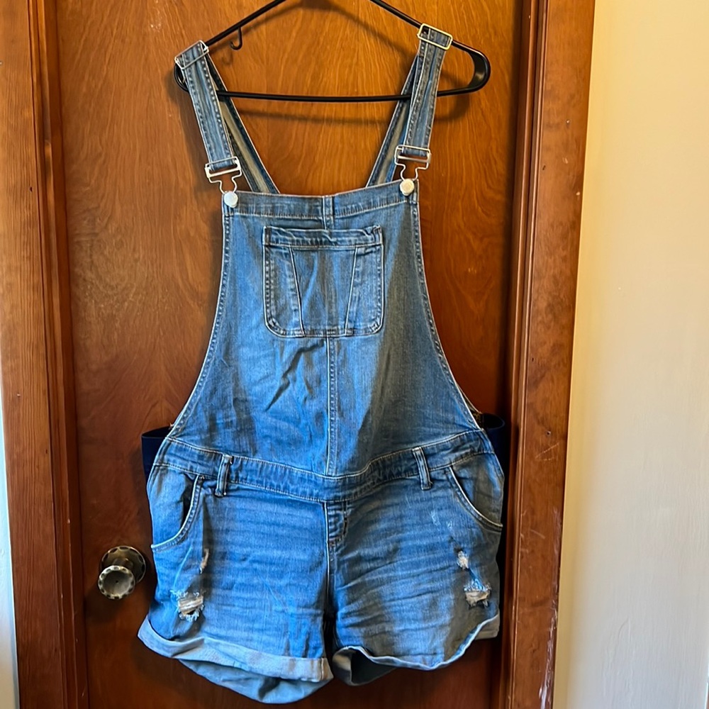 Motherhood Maternity Overalls; Size Large; Indigo Blue